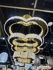 Kristal 3 katlı gold avize - 5