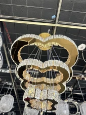Kristal 3 katlı gold avize - 4