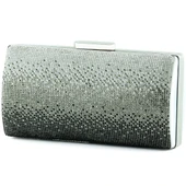 Erkan Saçmacı Gümüş Saten Degrade Kristal Taşlı Metal Saplı Abiye El Çantası - 1