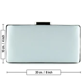 Erkan Saçmacı Gümüş Saten Degrade Kristal Taşlı Metal Saplı Abiye El Çantası - 4