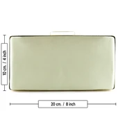 Erkan Saçmacı Altın Saten Degrade Kristal Taşlı Metal Saplı Abiye El Çantası " - 4