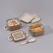 Aryıldız Bento Lunch Box Yemek Termosu Kare Haki 1400 Ml Ar262115 - 1