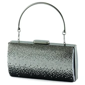 Erkan Saçmacı Antrasit Saten Degrade Kristal Taşlı Metal Saplı Abiye El Çantası - 2