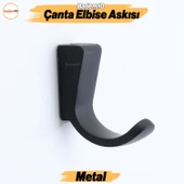 Geven Çanta Elbise Askısı Siyah Dolap Askılık Askılığı Duvar Vestiyer Banyo Mutfak Kıyafet Asma Kulp - 1