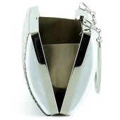 Erkan Saçmacı Gümüş Saten Degrade Kristal Taşlı Metal Saplı Abiye El Çantası - 3