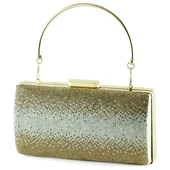 Erkan Saçmacı Altın Saten Degrade Kristal Taşlı Metal Saplı Abiye El Çantası " - 2