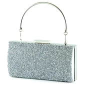 Erkan Saçmacı Gümüş Saten Kristal Granül Taşlı Metal Saplı Abiye El Çantası - 2