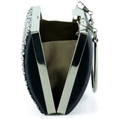 Erkan Saçmacı Siyah Saten Kristal Granül Taşlı Metal Saplı Abiye El Çantası - 3