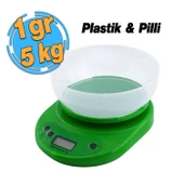 Dijital HassasTerazi Hazneli LCD Ekran Pilli Otomatik Kapanma 1 gr 5 kg Tartım Mutfak Tartısı Ölçüm - 1