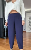 Kadın Beli Lastikli Esnek Balon Lacivert Pantolon - 1