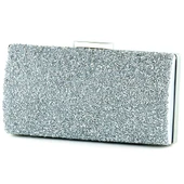 Erkan Saçmacı Gümüş Saten Kristal Granül Taşlı Metal Saplı Abiye El Çantası - 1