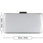 Erkan Saçmacı Gümüş Saten Kristal Granül Taşlı Metal Saplı Abiye El Çantası - 4