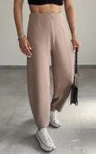 Kadın Beli Lastikli Esnek Balon Vizon Pantolon - 2