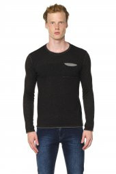 Erkek Bisiklet Yaka Cep Detaylı Pamuklu Triko Kazak - 2