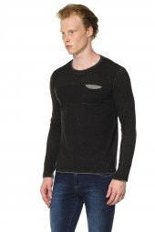 Erkek Bisiklet Yaka Cep Detaylı Pamuklu Triko Kazak - 3