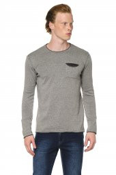 Erkek Bisiklet Yaka Cep Detaylı Pamuklu Triko Kazak - 4