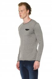 Erkek Bisiklet Yaka Cep Detaylı Pamuklu Triko Kazak - 5