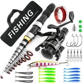 Valkyrie 1. Kalite Tam Takım Balık Olta Seti 2.3m Çantalı Aksesuarlı 10 Boğum Teleskopik Kamış CB240 Motor - 1