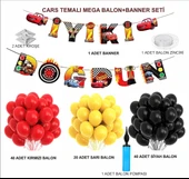 ARABALAR TEMALI MEGA BALON +BANNER SETİ thumbnail 2