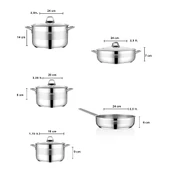 Silvana 9 Parça Tüm Ocaklara Uyumlu Paslanmaz Çelik Tencere Tava Sütlük Seti thumbnail 5