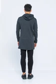 Erkek Kapüşonlu Fermuarlı Çift Cepli Kalın Uzun Hırka - 9