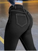 Lucky Life Kadın Yüksek Bel önden Düğmeli Dar Kesim Kot Pantolon - 4