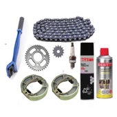Algaride  Motorsiklet cg 100 125 Zincir Yağ Set Balata Buji Bakım Set Mondial Asya Arora Cg 125 Modeller Bakım Seti - 1
