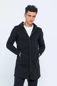 Erkek Kapüşonlu Fermuarlı Çift Cepli Kalın Uzun Hırka - 10