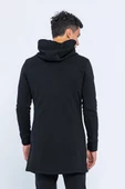 Erkek Kapüşonlu Fermuarlı Çift Cepli Kalın Uzun Hırka - 12