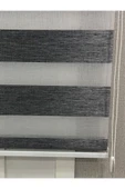 Delüks Zebra Stor Perde Geniş Plise Antrasit Gri - 5