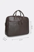 Premium Kalite Hakiki Deri Kahverengi 14 & 15.6 inç Laptop Evrak Çantası - 2