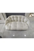 Caviss Makrome Çift Kişilik Oval Salıncak Minderi Büyük Boy Krem - 2