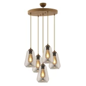 Apliqa Rita 5'li Yuvarlak Eskitme Füme Camlı Modern Salon Sarkıt Avize thumbnail 1