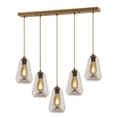 Apliqa Rita 5'li Sıralı Eskitme Füme Camlı Modern Salon Sarkıt Avize thumbnail 2