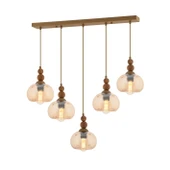 Apliqa Vinta 5'li Sıralı Eskitme Ahşap Detaylı Bohem Salon Sarkıt Avize thumbnail 2