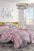 Upstyle Battaniye Pamuklu Çift Kişilik Warm Soft Pudra - 1