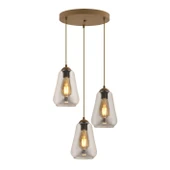 Apliqa Rita 3'lü Yuvarlak Eskitme Füme Camlı Modern Salon Sarkıt Avize thumbnail 2