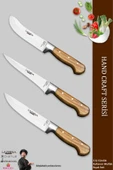 LAZBİSA Hand Craft Mutfak Bıçak Seti Et Ekmek Sebze Bıçağı 3 Lü Set Günlük Kullanım ( Mtf-033 ) - 1