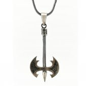 Özel Balta Tasarımlı Kalın Zincirli 925 Ayar Gümüş Kolye thumbnail 3