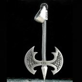 Özel Balta Tasarımlı Kalın Zincirli 925 Ayar Gümüş Kolye thumbnail 4