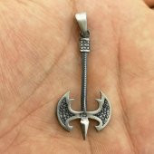 Özel Balta Tasarımlı Kalın Zincirli 925 Ayar Gümüş Kolye thumbnail 5