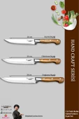 LAZBİSA Hand Craft Mutfak Bıçak Seti Et Ekmek Sebze Bıçağı 3 Lü Set Günlük Kullanım ( Mtp-270 ) - 2