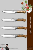 LAZBİSA Hand Craft Mutfak Bıçak Seti Et Ekmek Sebze Meyve Doğrama Bıçağı 4 Lü Günlük Kullanım ( Mtf-050 ) - 2
