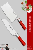 LAZBİSA Red Craft Serisi Mutfak Şef Bıçak Seti Et Ekmek Sebze Bıçağı Günlük Kullanım (MFT-472) thumbnail 1
