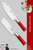 LAZBİSA Red Craft Serisi Mutfak Şef Bıçak Seti Et Ekmek Sebze Bıçağı Günlük Kullanım (MFT-002) - 1