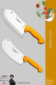 LAZBİSA Gold Serisi Pide Börek Mutfak Bıçağı Salata Pizza Bıçak Kıyma Et Kemik Satırı 2 Li Set ( Mft-032 ) - 1