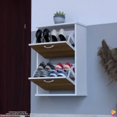 Modilayn UMAY Asma Kapı Önü 52x 78 x26 cm’ lik 2 Düşer Kapak 4 Göz Bölmeli Ayakkabılık - 1