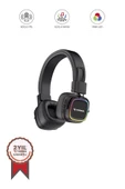 Torima HD-12 Siyah RGB Işıklı Güçlü Bas Kulak Üstü Kablosuz Bluetooth Kulaklık - 1