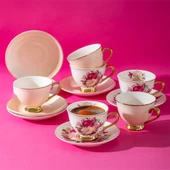 Porsima 102083 Rosso 6 Kişilik Kahve Fincan Takımı  100ml  Fincanı Seti thumbnail 1