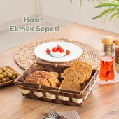 Porsima B5369-2 Hasır  Kahvaltılık Ekmek Meyve Sepeti Çok Amaçlı Banyo, Mutfak, Oda Organizeri thumbnail 1